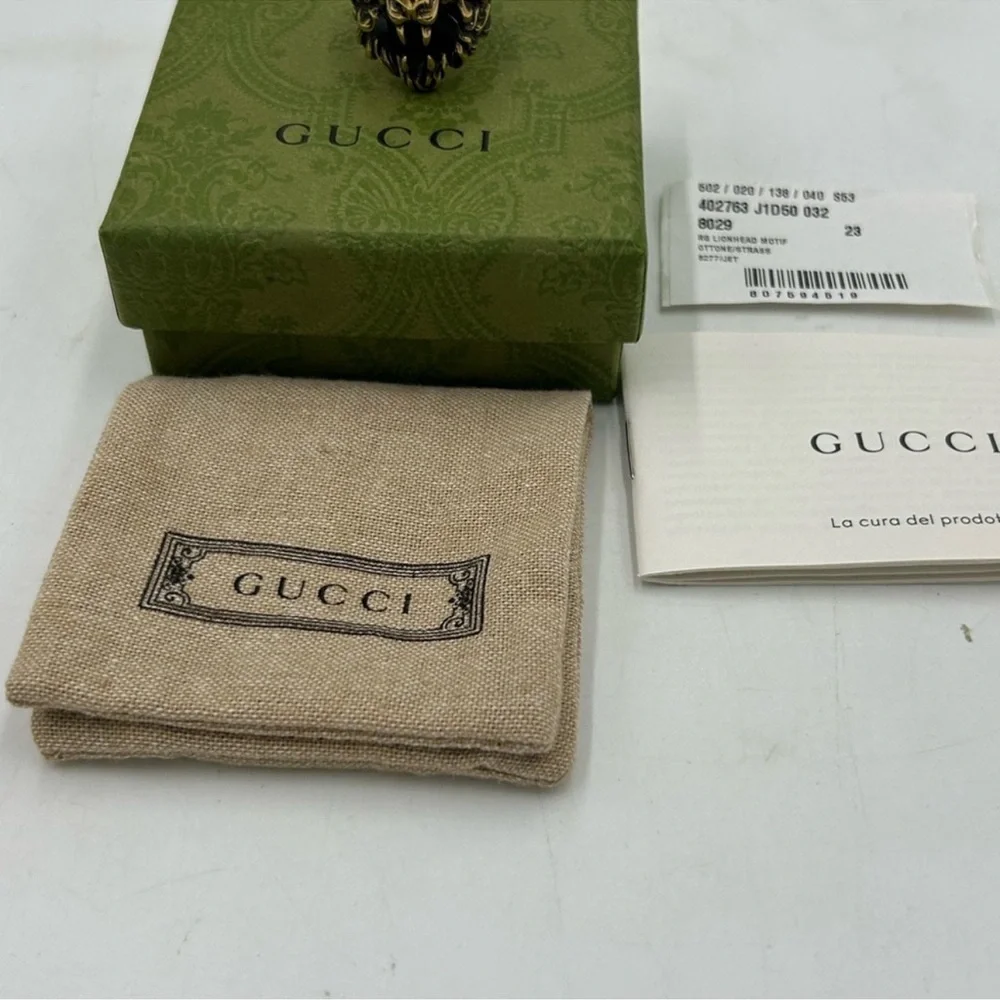 Men’s Gucci iconic Lionhead ring size 10 made in Italy